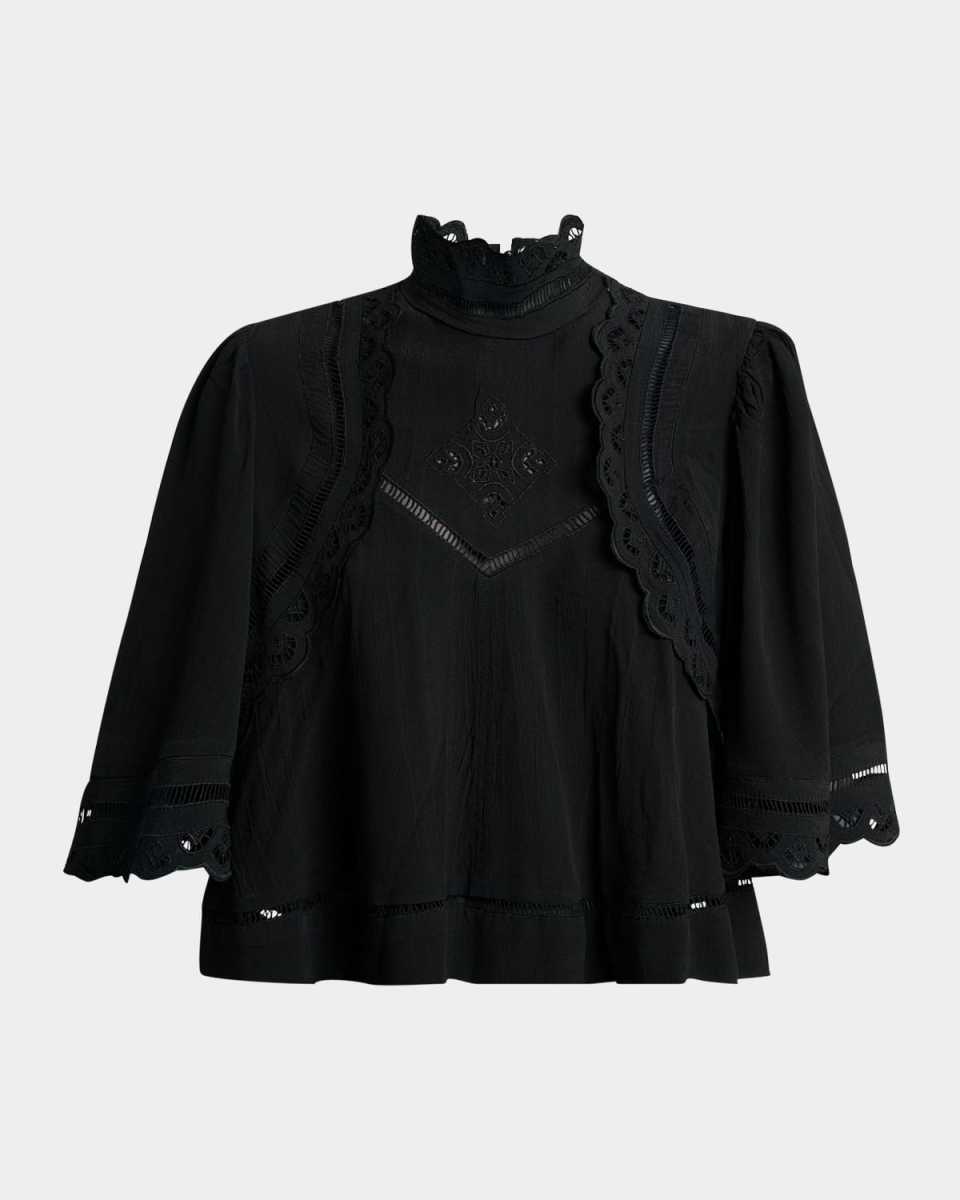 Frany Embroidered Crop Blouse